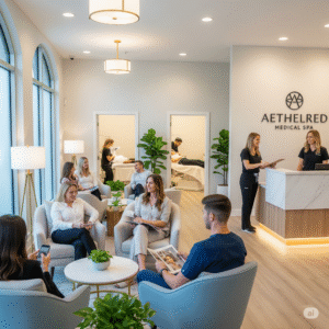 med spa lobby many patients